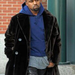 American Rapper Kanye West Brown Long Wool Coat