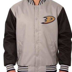 Anaheim Ducks Front Hit Poly Twill Gray And Black Jacket