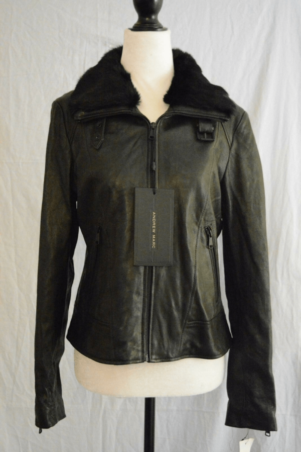 Andrew Marc Leather Jacket With Fur