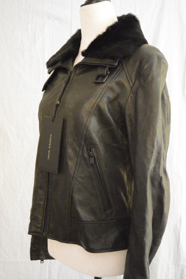 Andrew Marc Leather Jacket With Furs