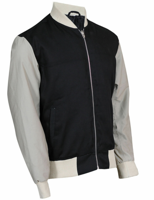 Movie Baby Driver Ansel Elgorts Grey And Blue Varsity Jacket