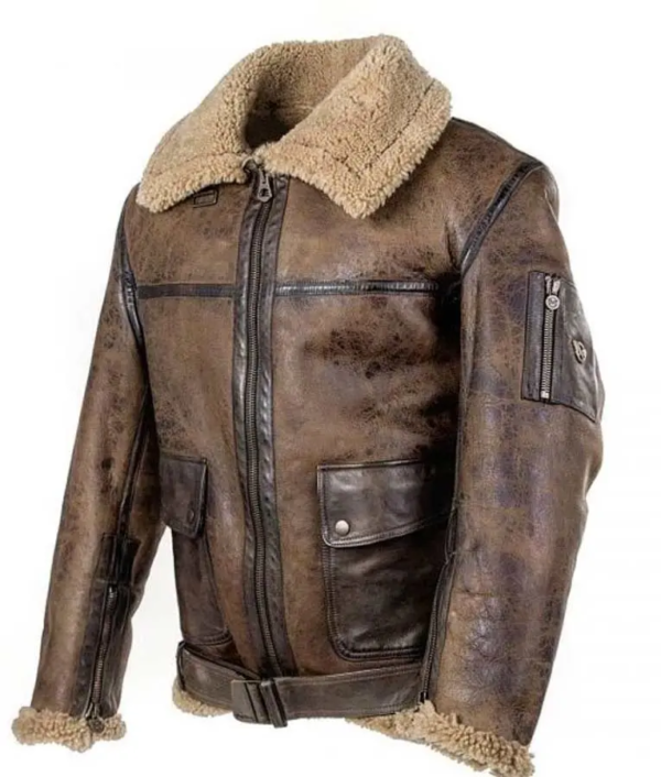 Arnold Schwarzenegger Aviator Raf B6 Shearling Leather Jacket