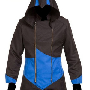Assassins Creed iii Black and Blue Leather Jacket