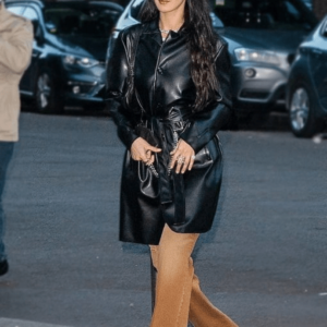 Bella Hadid Blacks Leather Trench Coat