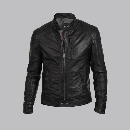 Biker Hunt Black Motorcycle Leather Jacket