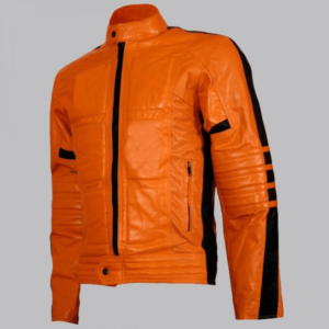 Cafe Racer Orange Leather Jacket
