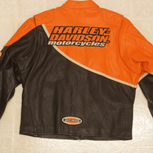 Black And Orange Harley Leather Jacket