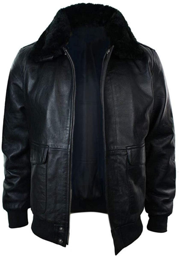 Black Leathers Jacket With Fur Collar