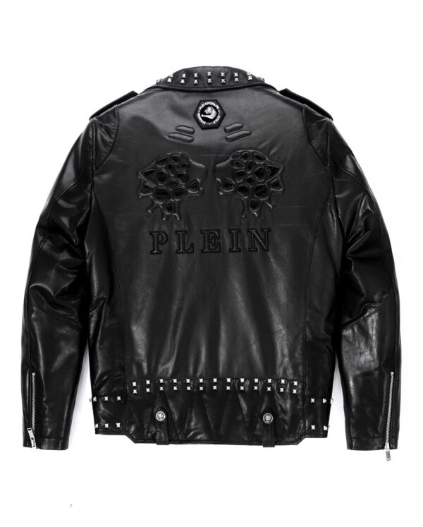 Black Metal Leather Moto Biker Jackets
