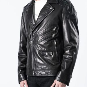 Black Quilted Moto Biker Leather Jacket