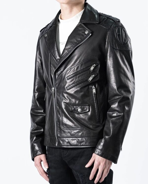 Black Quilted Moto Biker Leather Jacket