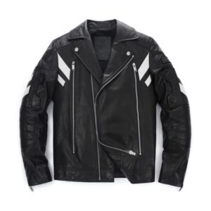 Mens Black Quilted Leather Motorcycle Biker Jacket