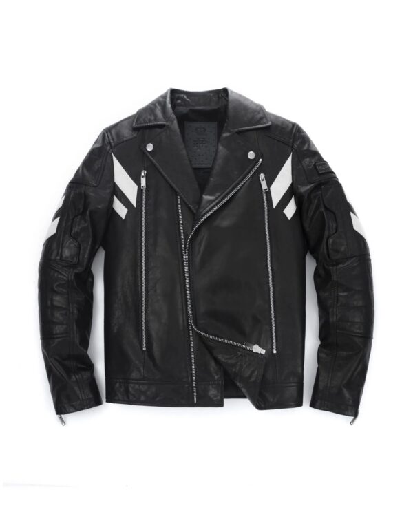 Black Structured Quilted Leather Biker Jacket