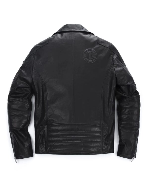 Black Structured Quilted Leather Biker Jackets
