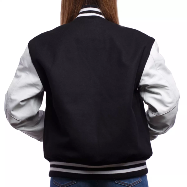 Black Wool Body Bright White Leather Sleeves Lettermans Jackets