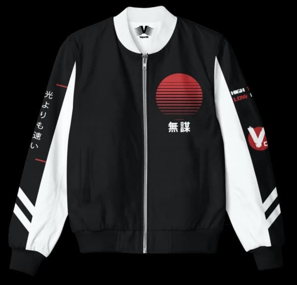 Bosozoku Mens Fashion Black Bomber Jacket