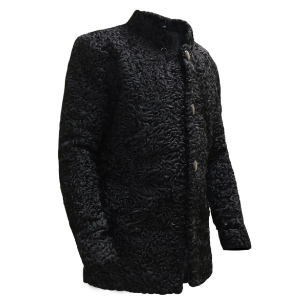 (Right)Braodtail Persian Black Lamb Fur Coats