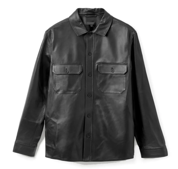 Cos Flannel Overshirt Style Lamb Leather Jacket