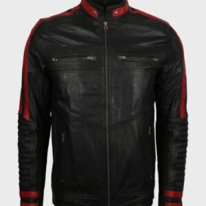 Cafe Racer Red and Black Biker Jacket