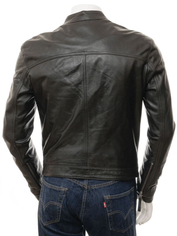 Mens Caine Leather Biker Jacket