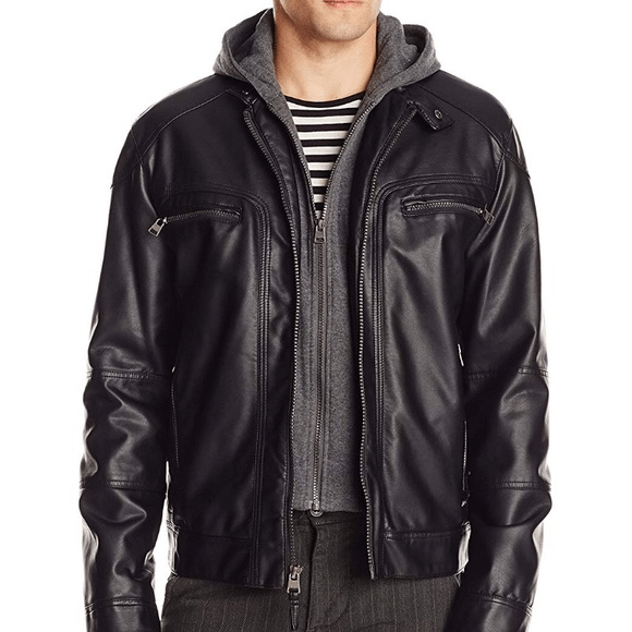 Calvin Klein Hooded Leather Jacket