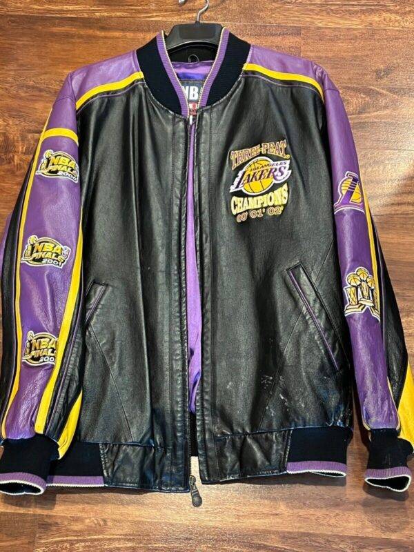 Carl Banks Nba Los Angeles Lakers 3 Peat Mens Leather Jacket