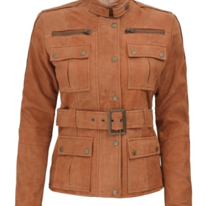 Carolyn Six Pocket Tan Leather Jacket