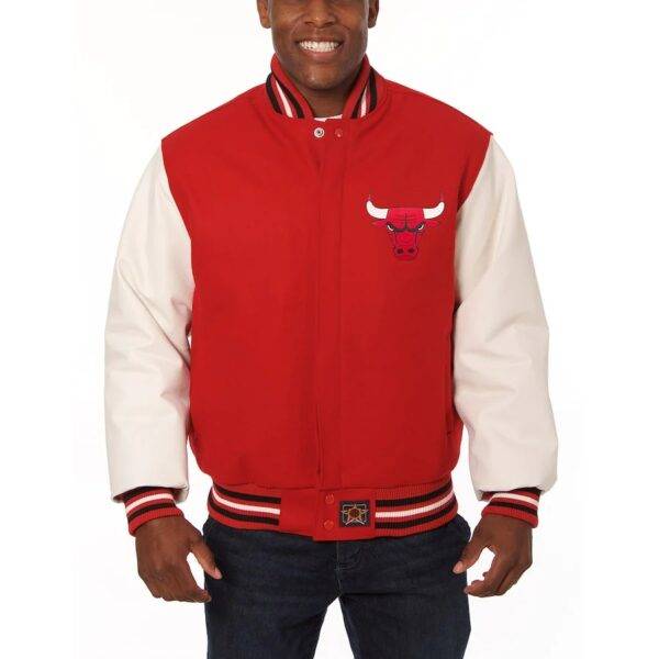 Chicago Bulls Jh Design Domestic Two Tone Wool And Leather Jacket