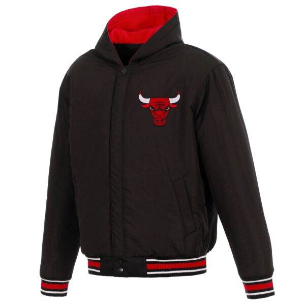 Chicago Bulls Two Tone Reversible Black Red Fleece Hoodeds Jackets