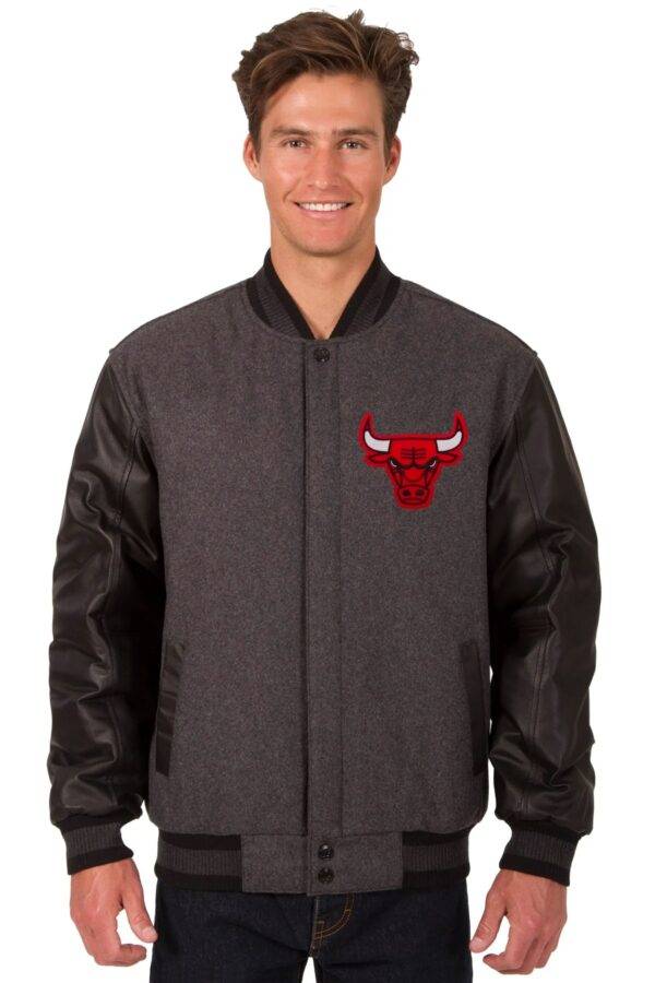 Reversible Chicago Bulls Wool Leather Jacket