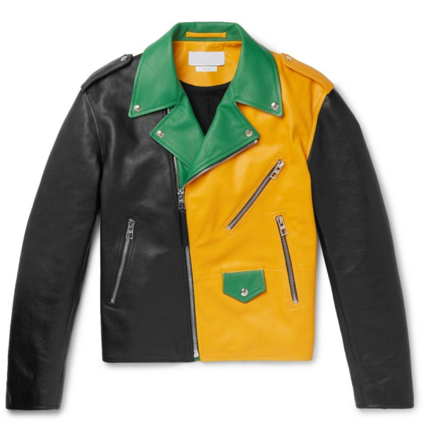 Color Block Leather Jacket