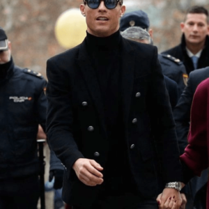 Cristiano Ronaldos Double Breasted Black Wool Blazer