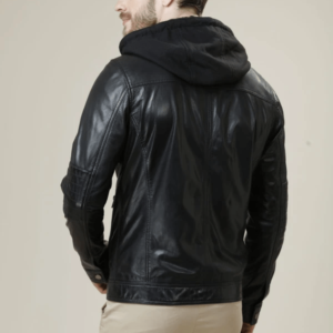Danier Hoodeds Black Faux Leather Jacket