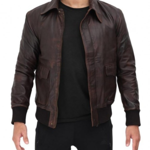 Dark Bomber Waxed Leather Jacket