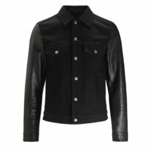 David Beckham Leather Sleeves Black Jacket