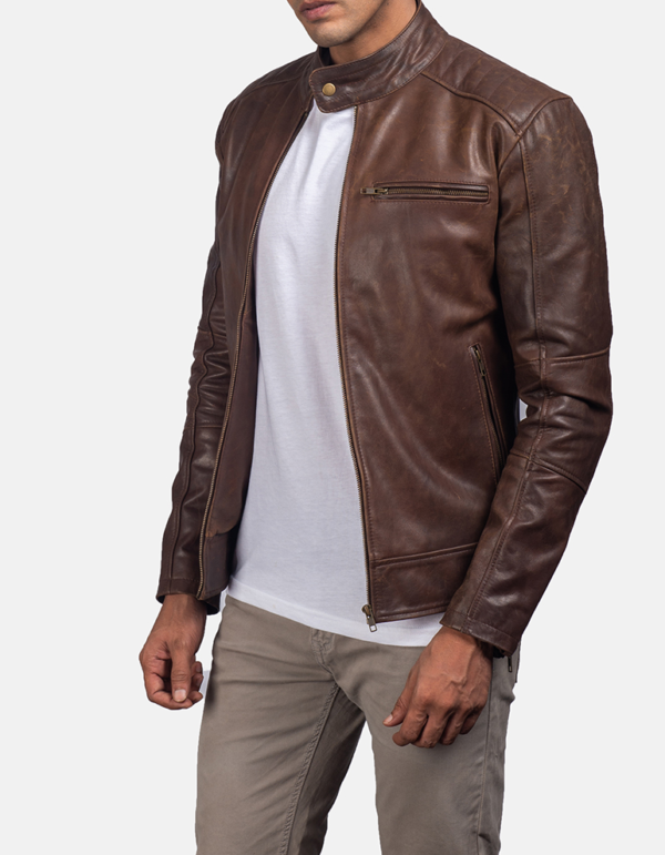 Deans Brown Biker Leather Jacket