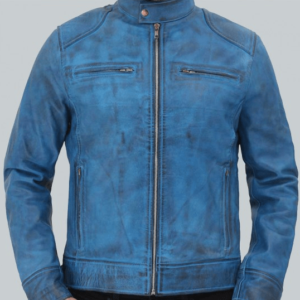 Cafe Racer Dodge Blue Leather Jacket