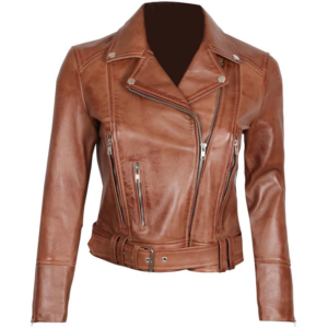 Elisa Light Brown Motorcycle Leather Jacket