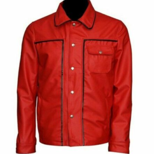 Elvis Presley King Of Rock Retro Red Leather Jacket