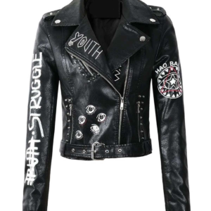 Eye Dare You Synthetic Leather Jacket-front