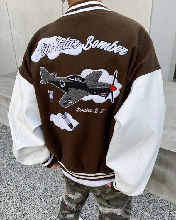 Five Star B 17 Patched Leather Varsity Jackets