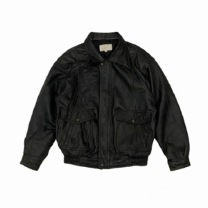 Fontelli Vintage Black Bomber Style Leather Jacket