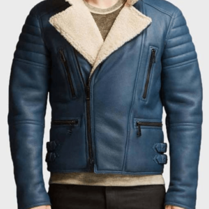 NYC Franklin Blue Leather Jacket