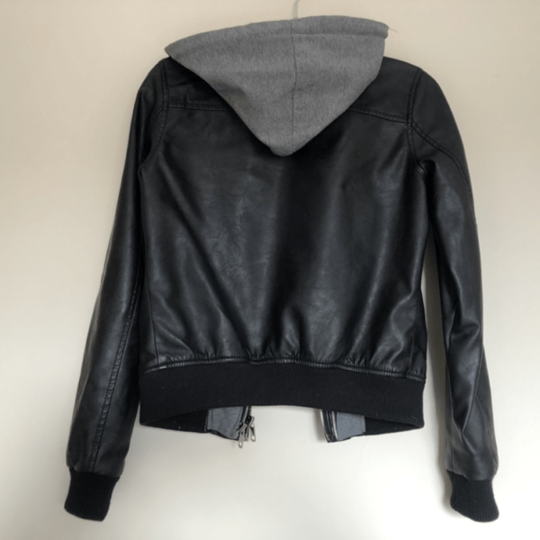 Garage Leather Jacket With Built In Zip Up Hoodie