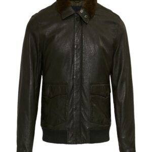 Gc Astor Military Green Bomber Leather Jacket