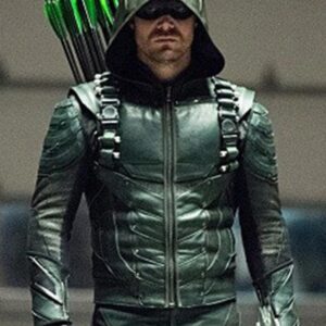 Green Arrow Season 5 Oliver Queen Leather Jacket
