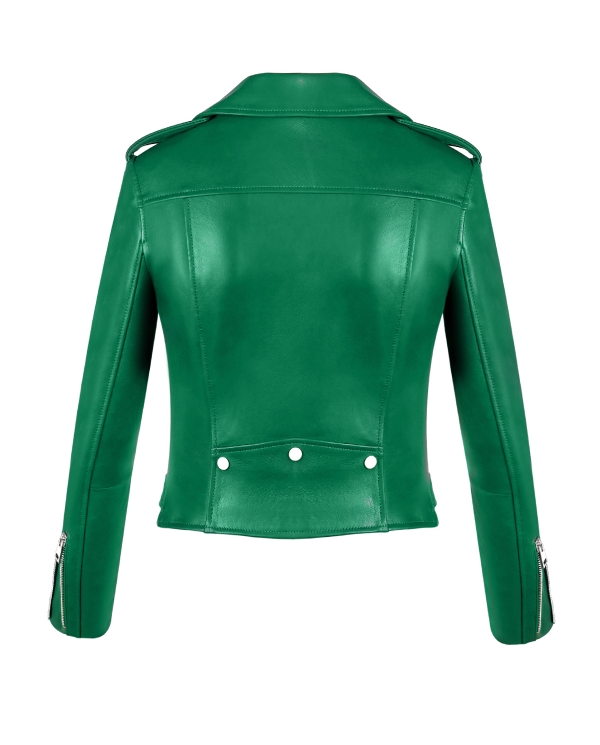 Green Classic Leather Jacket - Right Jackets