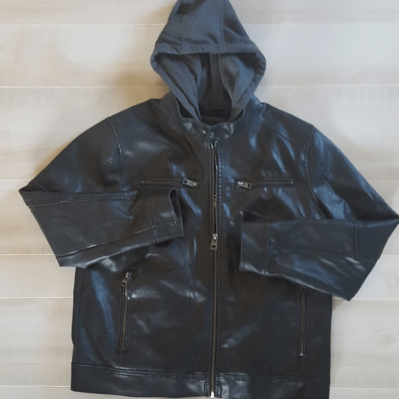 Guess Hooded Leathers Jacket