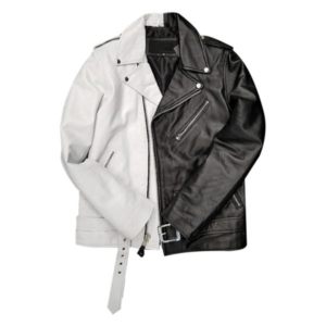 Half Black Half White Leather Jacket