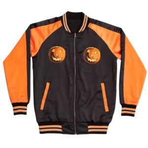 Halloween Black And Orange Bomber Jacket